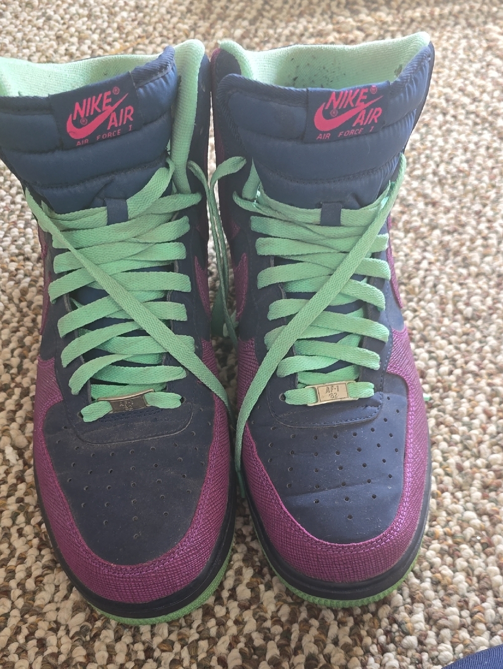 Nike Air Force 1 High Top Sneakers - Navy, Purple & Mint